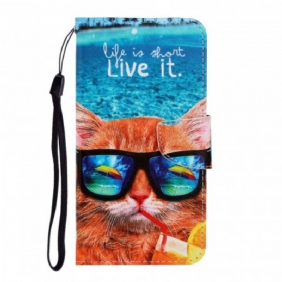 Kotelot Samsung Galaxy S22 Ultra 5G Suojaketju Kuori Cat Live It Strappy