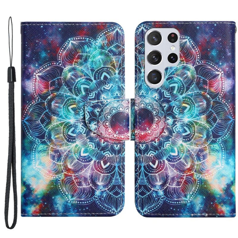 Kotelot Samsung Galaxy S22 Ultra 5G Suojaketju Kuori Flashy Half Mandala Strappy