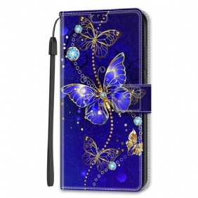 Kotelot Samsung Galaxy S22 Ultra 5G Suojaketju Kuori Strap Butterflies Fan