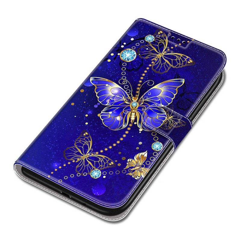 Kotelot Samsung Galaxy S22 Ultra 5G Suojaketju Kuori Strap Butterflies Fan