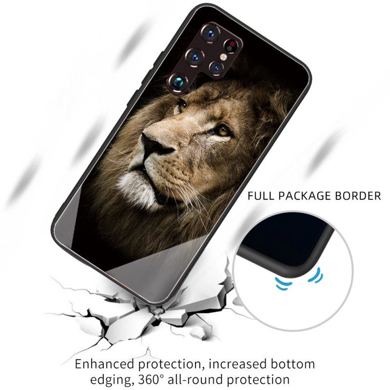 Kuori Samsung Galaxy S22 Ultra 5G Lion Head Karkaistu Lasi