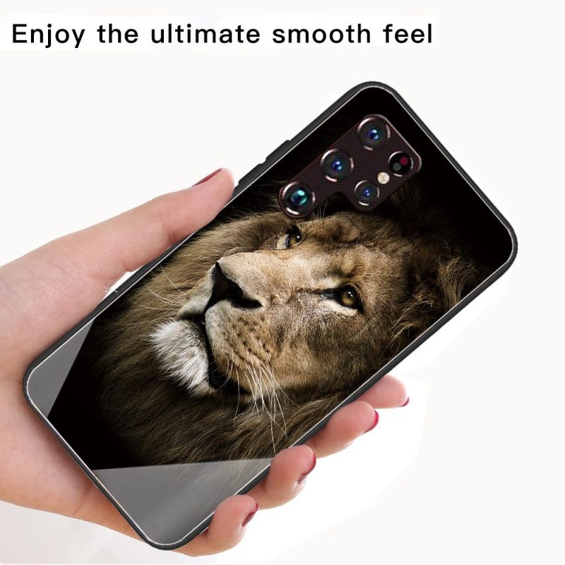 Kuori Samsung Galaxy S22 Ultra 5G Lion Head Karkaistu Lasi