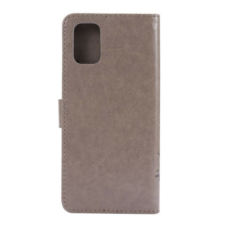 Flip Case Samsung Galaxy M51 Suojaketju Kuori Stringit Perhosia Ja Kukkia