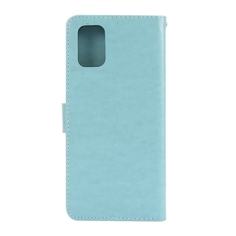 Flip Case Samsung Galaxy M51 Suojaketju Kuori Stringit Perhosia Ja Kukkia