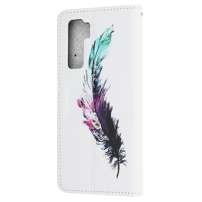 Flip Case Huawei P40 Lite 5G Suojaketju Kuori Sulka Kaulanauhalla