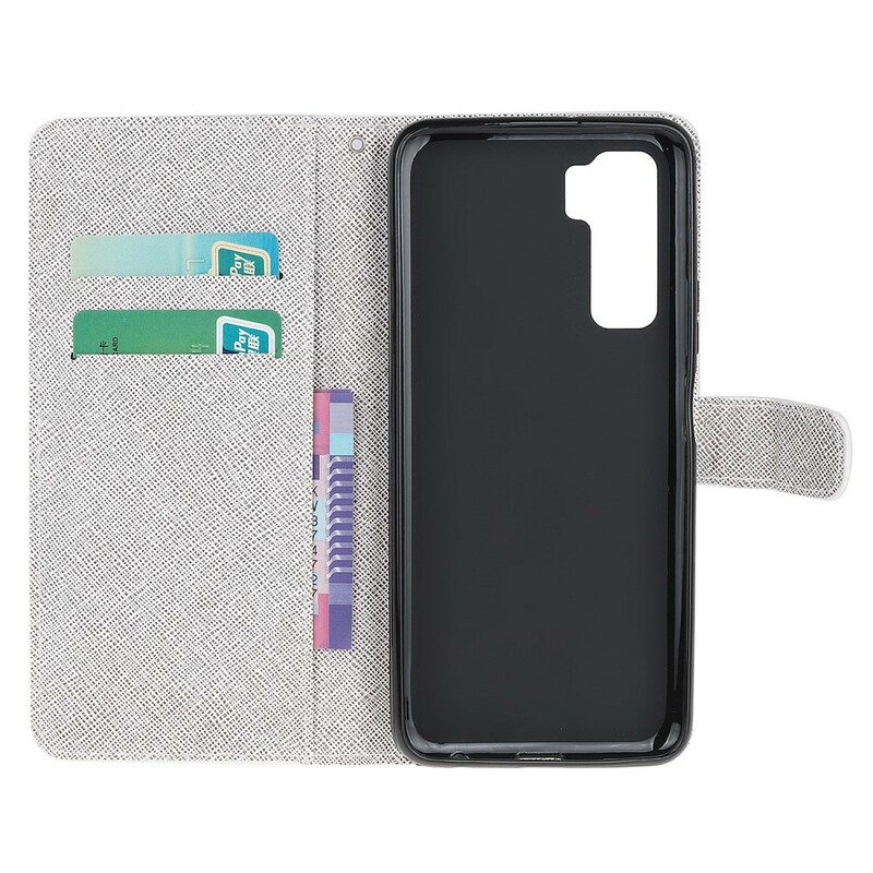 Flip Case Huawei P40 Lite 5G Suojaketju Kuori Sulka Kaulanauhalla