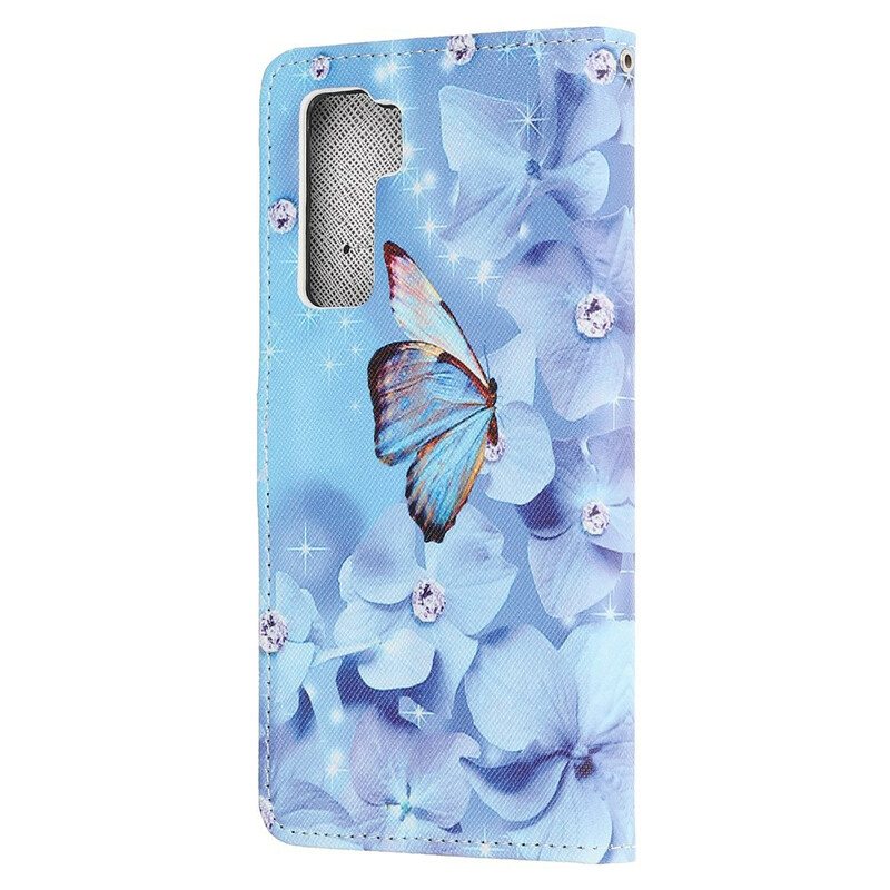 Kotelot Huawei P40 Lite 5G Suojaketju Kuori Strappy Diamond Perhoset