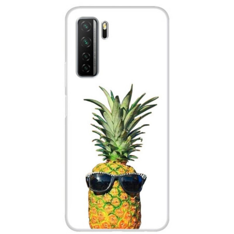 Kuori Huawei P40 Lite 5G Läpinäkyvä Ananas Lasilla