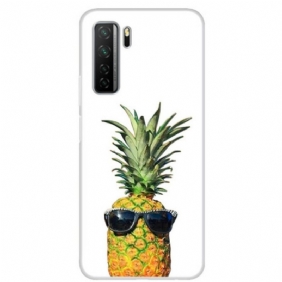 Kuori Huawei P40 Lite 5G Läpinäkyvä Ananas Lasilla