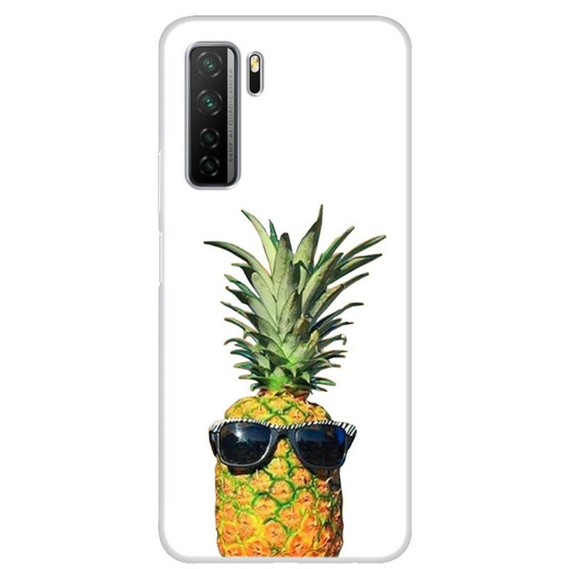 Kuori Huawei P40 Lite 5G Läpinäkyvä Ananas Lasilla