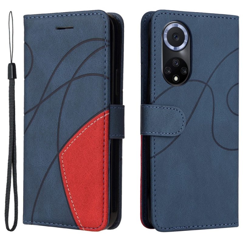 Kotelot Huawei Nova 9 Kaksisävyinen Signature Faux Leather