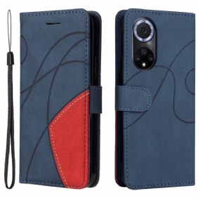 Kotelot Huawei Nova 9 Kaksisävyinen Signature Faux Leather