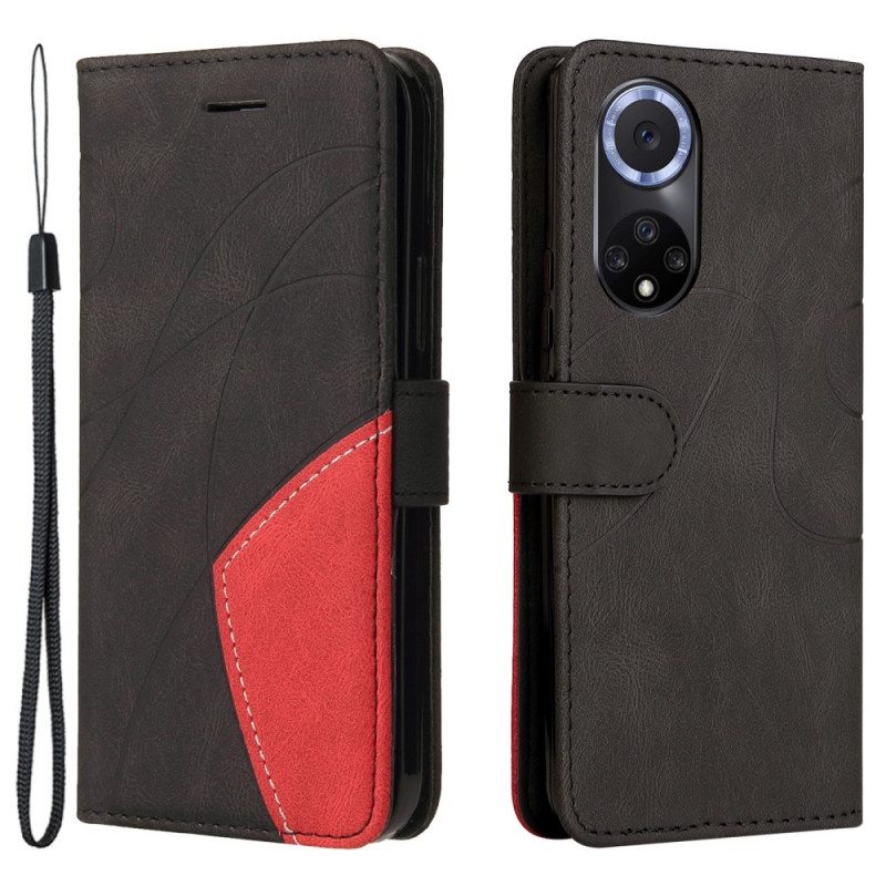 Kotelot Huawei Nova 9 Kaksisävyinen Signature Faux Leather