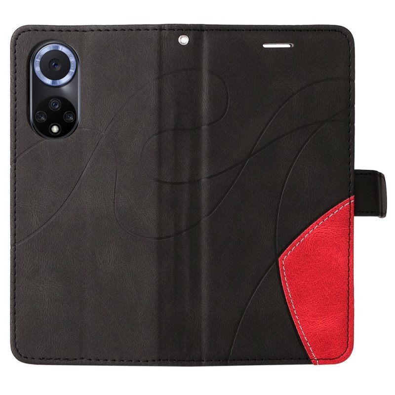 Kotelot Huawei Nova 9 Kaksisävyinen Signature Faux Leather