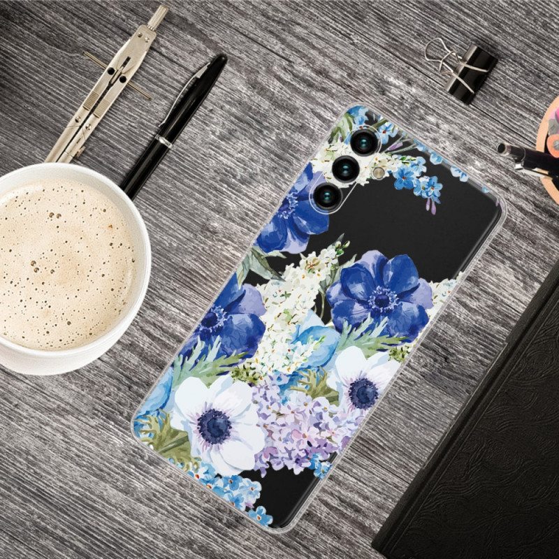 Case Samsung Galaxy A13 5G / A04s Akvarelli Siniset Kukat