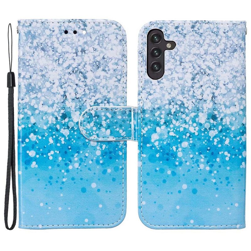 Nahkakotelo Samsung Galaxy A13 5G / A04s Sininen Glitter Gradientti