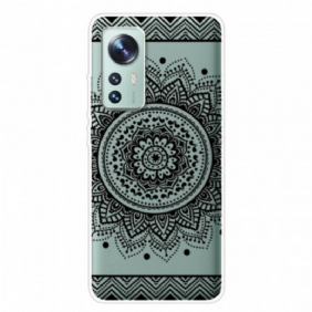 Kuori Xiaomi 12 Pro Silikoni Mandala Musta