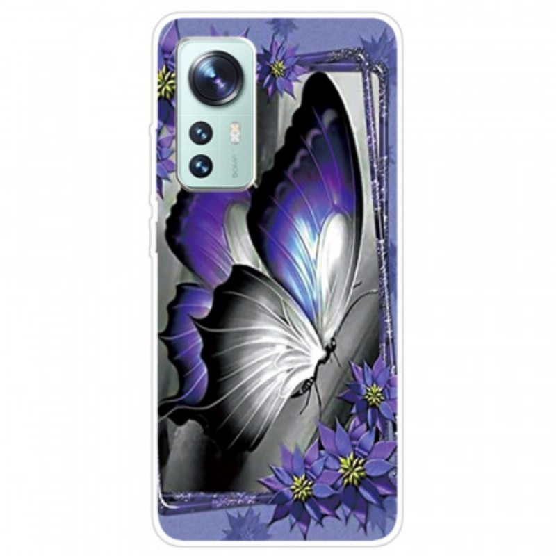 Kuori Xiaomi 12 Pro Violetti Butterfly Silikoni