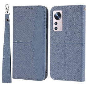 Nahkakotelo Xiaomi 12 Pro Suojaketju Kuori Strappy Woven Leather Style