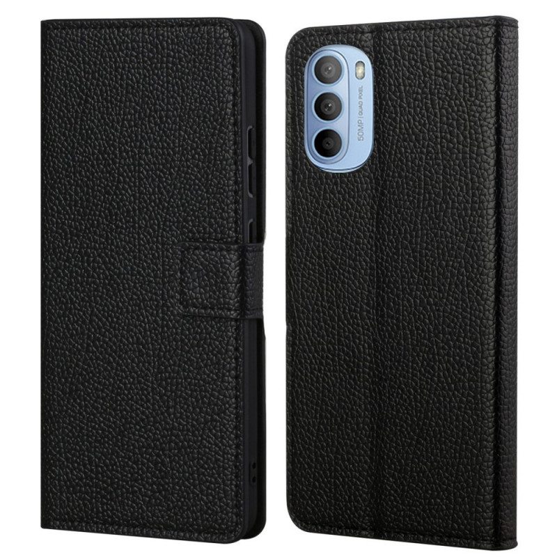 Flip Case Moto G41 / G31 Litchi Grain -nahkaefekti