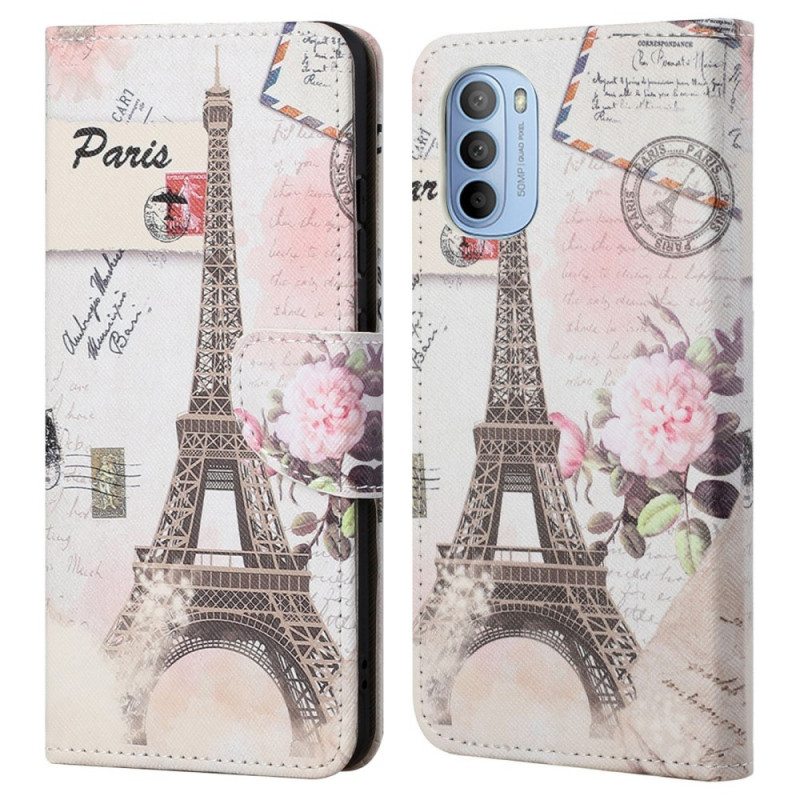 Kotelot Moto G41 / G31 Retro Eiffel-torni