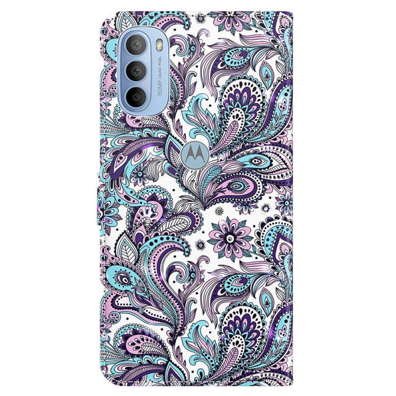 Nahkakotelo Moto G41 / G31 Paisley