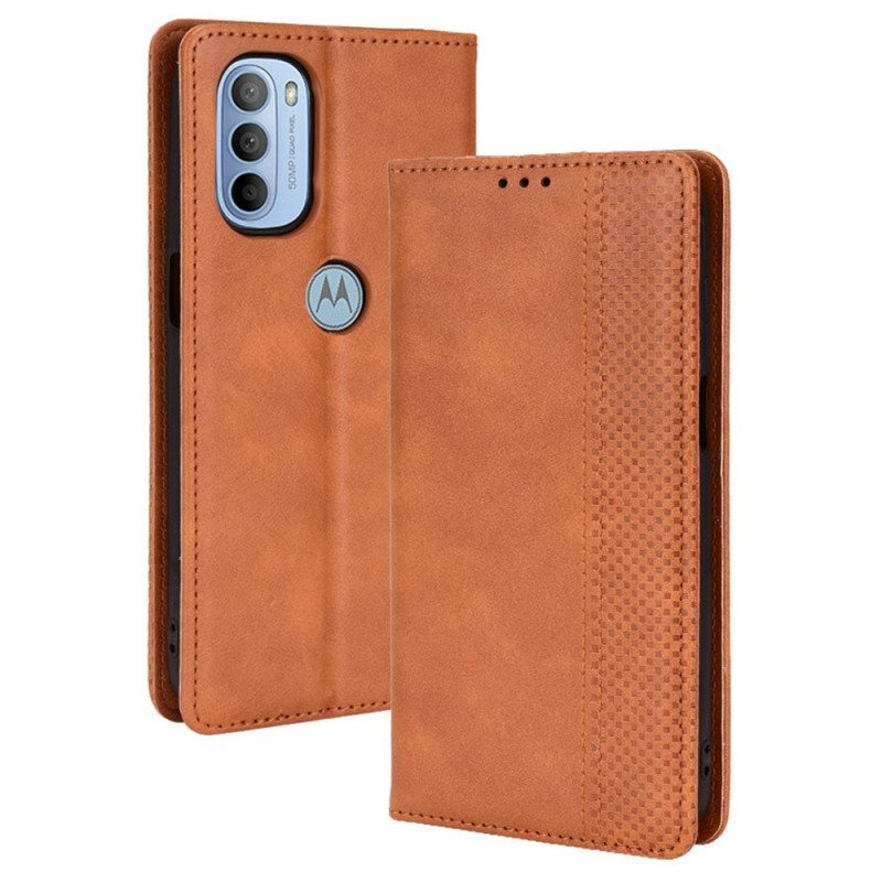 Puhelinkuoret Moto G41 / G31 Kotelot Flip Tyylitelty Vintage-nahkaefekti