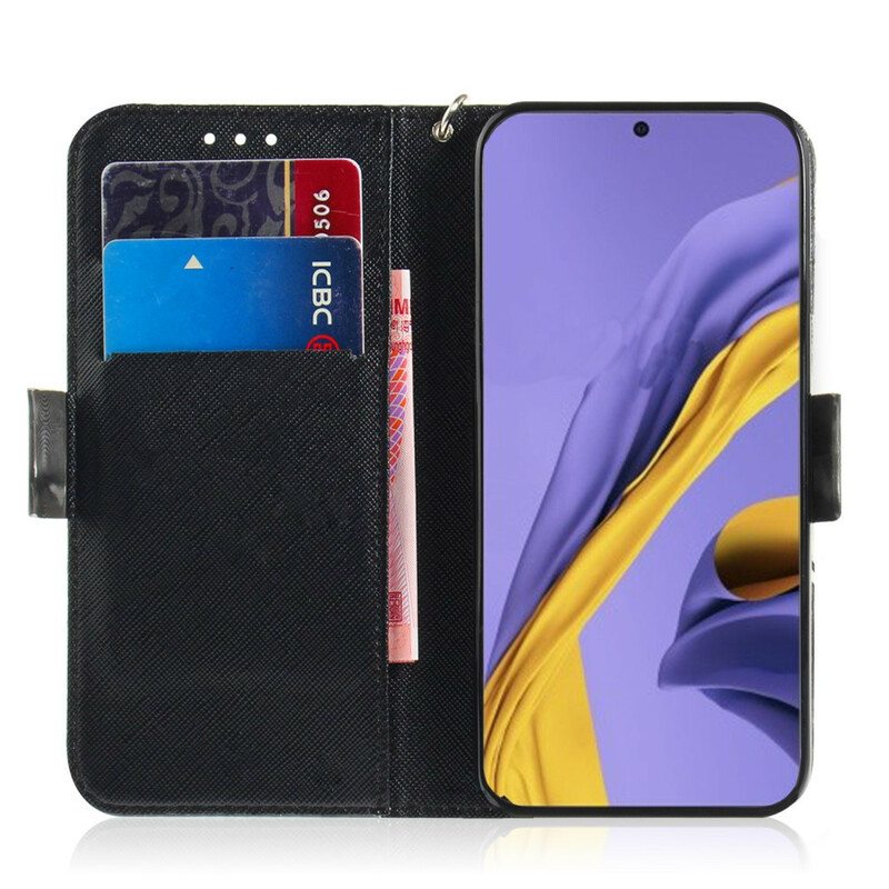 Flip Case Samsung Galaxy A51 Suojaketju Kuori Vihainen Panda Kaulanauhan Kanssa