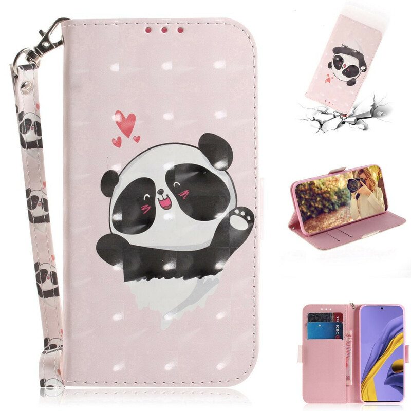 Kotelot Samsung Galaxy A51 Suojaketju Kuori Panda Love With Lanyard