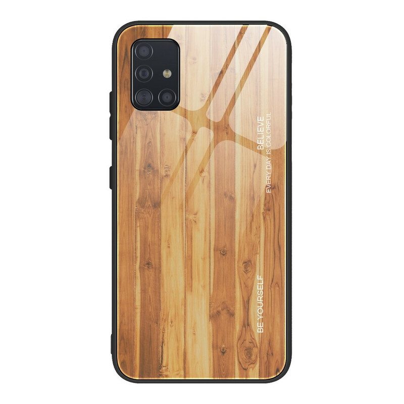 Kuori Samsung Galaxy A51 Wood Design Karkaistu Lasi