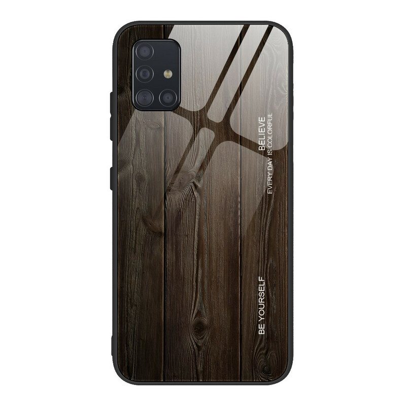 Kuori Samsung Galaxy A51 Wood Design Karkaistu Lasi