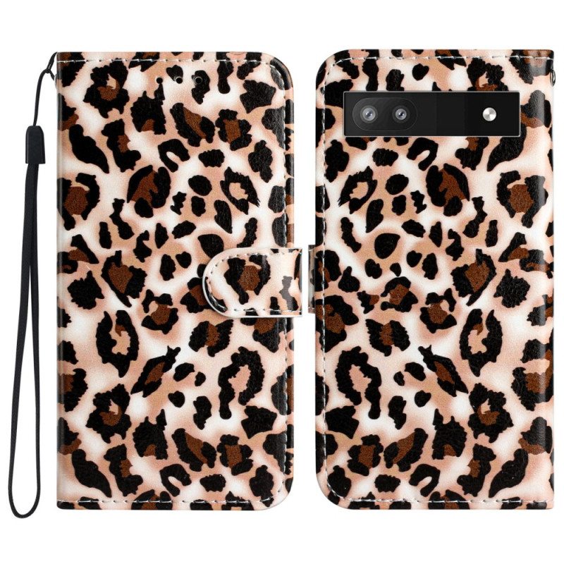 Kotelot Google Pixel 7A Suojaketju Kuori Strappy Leopard Print