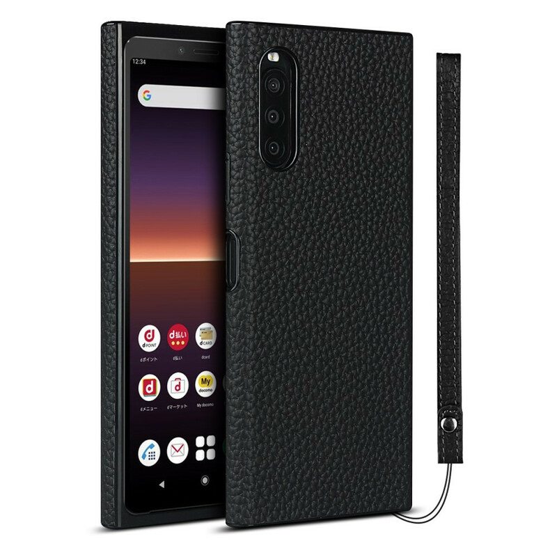 Kuori Sony Xperia 10 II Aitoa Litsi-nahkaa Hihnalla